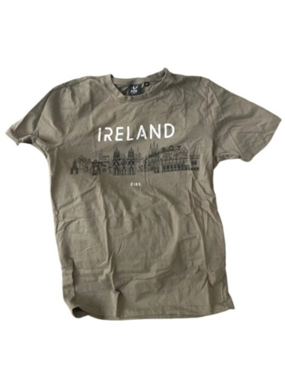 Fox Originals Ireland Graphic T-Shirt Olive Green Crewneck Short Sleeve M 8 10